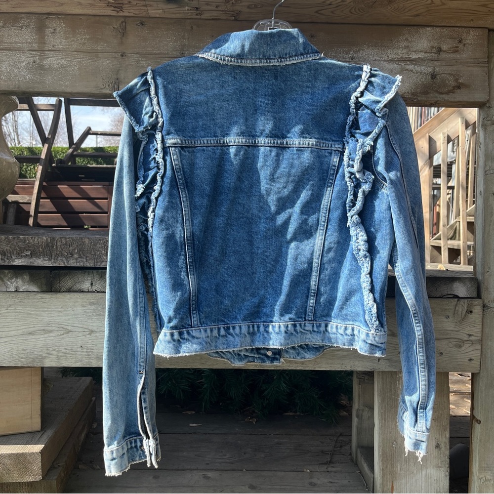 Distressed Zara Ruffled Denim Coat - Picture 6 of 7